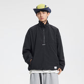 Unisex Jacket Shell Jacket Half Zipped Stand Collar Coat Jacket